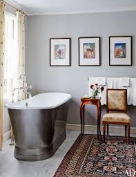 Gray walls pick up hints of blue during daylight hours. 10 Best Bathroom Paint Colors Architectural Digest