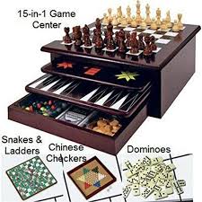 Board Game Set Deluxe 15 In 1 Tabletop Woodaccented Game Center With Storage Drawer Checkers Chess Chinese Checker Wooden Games Accent Game Wooden Board Games