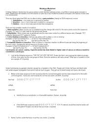 How gene mutations change your ability to taste: Mutations Worksheet Genetic Code Nucleic Acid Sequence