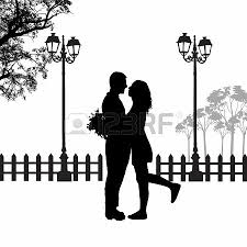 Romantic Couple Silhouette Embrace In Love On Beautiful Landscape Couple Silhouette Romantic Couples Silhouette Art