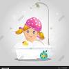 Happy cartoon baby kid in bath tub. 1