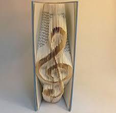 Book Folding Pattern For Treble Clef Music Lover Violin Key Music Note Pattern Diy Handmade T76 Book Folding Patterns Folded Book Art Book Folding