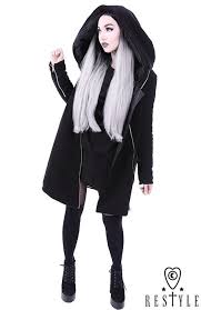 Black Winter Jacket With Pockets Huge Hood Post Apocalyptic Coat Restyle