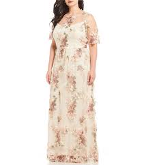 Adrianna Papell Plus Size Floral Embroidered Long Gown Dillards Plus Size Gowns Plus Size Tunic Dress Mother Of The Bride Plus Size