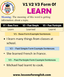 Past Tense Of Learn Past Participle Form Of Learn Learned Learnt V1 V2 V3 Past Tense Of Learn We Use The Word Learn Very Of Learn Meaning Past Tense Lesson