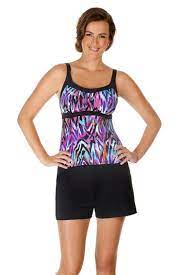 Caribbean Joe Swimwear Women S Framed Peasant Tankini Top Color Black Fierce Print This Ladies Swim Suit Top Has Padded Cups Swimwear Tankini Caribbean Joe
