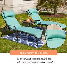 Lokatse Home 3 Pieces Outdoor Patio Chaise Lounges Chairs Set Adjustable With Folding Table In 2020 Outdoor Patio Chaise Lounge Outdoor Lounge Set Patio Chaise Lounge