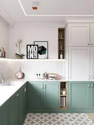 Green Cabinets White Countertops Projetos De Cozinhas Pequenas Ideias De Decoracao De Cozinha Cozinhas Domesticas