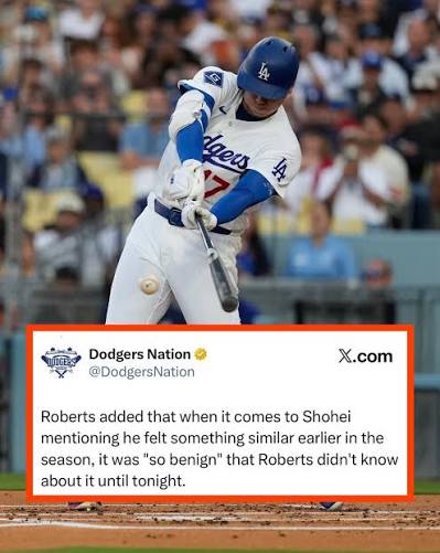 Shohei Ohtani will not DH tomorrow after feeling something in his right bicep in his last at-bat tonight. Dave Roberts says they want to give him a full day to treat it