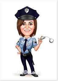 Female Police Officer Caricature Caricature Police Women Police