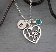 You can wear it everyday, and don't worry that it would turn your neck green. Sweet 16 Necklace Personalized Sweet 16 Necklace Sweet Sixteen Heart Necklace Initial Necklace 16 Birthday Jewelry Gifts Custom Wish