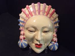CLARICE CLIFF, A GOOD COLOUR SMALL “MARLENE” WALL MASK: Clarice Cliff & Art  Deco Ceramics Dealers