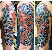 There used to be an old myth about a koi fish who wanted to climb up a huge waterfall on the huanghe river, in order to turn into a dragon. 29 Magnificent Koi Sleeve Tattoos Designs