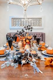 Look to this autumnal beauty from green wedding shoes as inspiration. Elegant Halloween Tablescape Halloween Table With Pumpkins