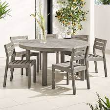 This table comes with an 18 expansion leaf to accommodate a large number of dinner guests.horan dining table has amazing transitional style and seating up to 6. Portside Outdoor 60 Round Dining Table Solid Wood Chairs Set