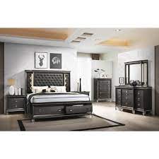 This rustic, yet contemporary, king bedroom set offers plenty of storage and plenty of style. Milas 5 Pieces King Size Bedroom Set With Tufted Headboard And Led Lights Walmart Com Walmart Com