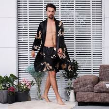 Men Satin 2x Kimono Bathrobe Pajama Set Sleepwear Night In 2020 Silk Dressing Gown Gowns Dresses Silk Kimono