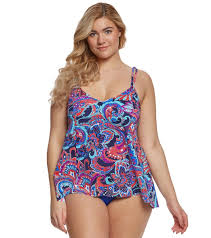 The Penbrooke Plus Size No Wall Flowers Hi Lo Tankini Top