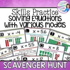 Solving One And Two Step Equations Using Equation Models Scavenger Hunt Two Step Equations Equations Solving Equations