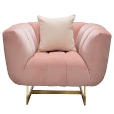 Venus Chair In Blush Pink Velvet W Contrasting Pillows Gold Finished Metal Base Diamond Sofa Venuschpn Pink Velvet Chair Tufted Chair Gold Pillows