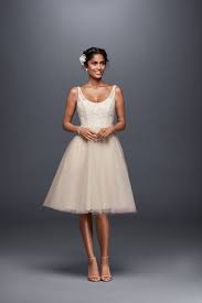 Tulle And Embroidered Lace Short Wedding Dress David S Bridal City Hall Wedding Dress Short Simple Wedding Dress Short Short Bridal Dress