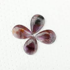 Genuine Cacoxenite Amethyst Pear Shape Gemstone 4 Pcs Lot Cabochon Lucky Stone 32x21 31x17mm Handmade Gorgeous Cacoxenite Ameth Lucky Stone Amethyst Gemstones