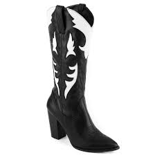 MIGATO Ασπρόμαυρη western μπότα DF8072-L56 < Γυναικείες Μπότες - Γυναικεία  Παπούτσια | MIGATO