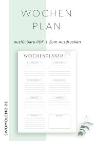 Erstelle dir einfach für jeden wochentag eine vorlage. Wochenplan Druckvorlage Minimal Green Hochformat Swomolemo Wochen Planer Planer Vorlagen Planer