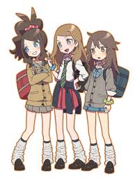 Anime Picture Search Engine 3girls Agata Agatha Alternate Costume Bag Blonde Hair Blue Pokemon Blue Eyes Blush Bowtie B Pokemon Characters Pokemon Anime