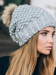 Pom Pom Hat Lined With Fleece Pom Pom Slouchy Beanie Raccoon Fur Pom Pom Hat Gift For Women Christmas Gift Pompom Hat White Slouchy Beanie Knit Slouchy Hats Winter Hats For Women Women Beanie