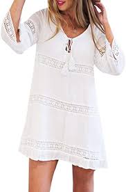 Check spelling or type a new query. Zezkt Robe Tunique Femme Mini Robe Couleur Unie Chic Robes De Plage Robe Col V D