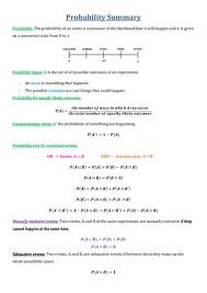 Probability Summary Summary Teaching Resources Teaching
