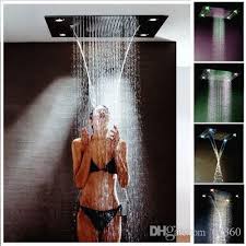 Luxury Bathroom 31 Large Ceiling Light 600 800mm Waterfall Colorful Led Shower Head Faucet Set Rainfall Luxury Shower Ceiling Shower Head Best Bathroom Designs
