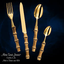 Bamboo Flatware With Gold Finish Real Bamboo Handle Flatware Gold Bamboo Luxury Design Interiordesigner Couvert Atelier D Art Coutellerie