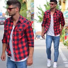 Camisa Xadrez Vermelha E Preta Masculina Lenhador Pin Em Moda E Estilo