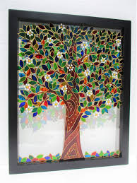 Tree Of Life 15x12 Glass Painting Bohemian Decor Glass Art Suncatcher Stained Glass Wall Decor Window Glass Painting Glass Painting Designs Glass Art Pictures