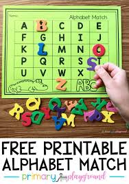 Here are fun, free, printable baby shower games from the classic to the unique. Free Printable Alphabet Match Primary Playground Alphabet Preschool Alphabet Matching Alphabet Kindergarten