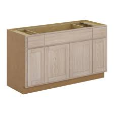 Hampton Bay Assembled 60x34 5x24 In Stratford Sink Base Cabinet In Unfinished Oak Bs60 Muo The Home Depot Base Cabinets Inexpensive Kitchen Cabinets Sink