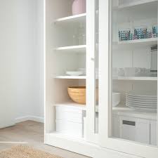 Syvde White Cabinet With Glass Doors Ikea In 2020 Glasschrankturen Schrank Ikea