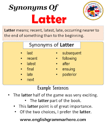 Thesaurus of in the end in english. Synonyms Of Latter Latter Synonyms Words List Meaning And Example Sentences English Grammar Here