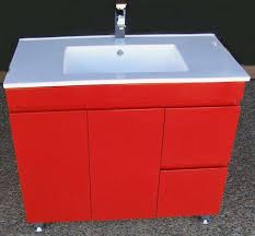 Bathroom countertops shower basin cabinet vanity sink with towel shelf. Paris Fwpl900r Red 900mm Bathroom Vanity With Dulux Red Color And Caremic Basin Mtv Bathroom Centre
