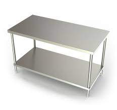 Flat Top Work Table With Stainless Steel Undershelf Kitchen Work Tables Stainless Steel Table Steel Workbench