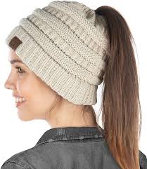 Maybe you would like to learn more about one of these? Funky Junque Exclusives Beanietail Messy Bun Ponytail Beanie Hat Beige At Amazon Women S Clothing Store