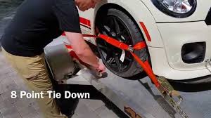 What is a tire strap? How To Transport My Car On A Trailer 8 Point Tie Down With Grab Hooks Youtube
