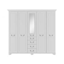 Snowy white solid oak will fit perfectly into both traditional and modern interiors. Kingstown Signature Tall 5 Door Wardrobe With Drawers In White F6077