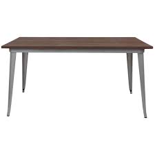 Flash Furniture Ch 61010 29m1 Sil Gg 30 1 4 X 60 Rectangular Dining Table With Silver Metal Frame And Rustic Walnut Wood Top Flash Furniture Rectangular Dining Table Furniture
