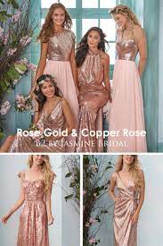 Jasmine Bridal Rose Gold And Copper Rose Bridal Party B2 Bridesmaid Dresse Rose Gold Bridesmaid Dress Gold Sparkle Bridesmaid Dress Simple Bridesmaid Dresses