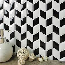 Black And White Mosaic Tile Backsplash Black White Never Go Out Of Style Arrow Shape Makes The Tile A Chic Design Which Is Very Great For Wall Dec Mosaic Wall Tiles Mosaic Tile Backsplash Mosaic