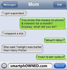 Momi Got Supended You Know This Means No Phone Interent For A Month Anyway What Did Harry Potter Texts Harry Potter Twilight Harry Potter Vs Twilight