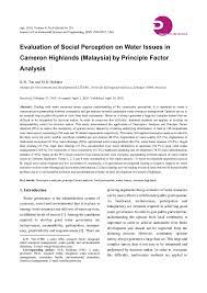 From wikipedia, the free encyclopedia. Pdf Evaluation Of Social Perception On Water Issues In Cameron Highlands Malaysia By Principle Factor Analysis Tan Kw Academia Edu